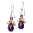 Sterling Silver Amethyst, Peridot & Peach FWC Pearl Dangle Earrings - Birthstone Company