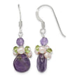 Sterling Silver Amethyst, Peridot & Peach FWC Pearl Dangle Earrings - Birthstone Company