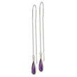 Sterling Silver Polished Purple CZ Teardrop Threader Earrings - Birthstone Company