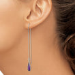 Sterling Silver Polished Purple CZ Teardrop Threader Earrings - Birthstone Company