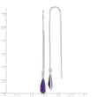 Sterling Silver Polished Purple CZ Teardrop Threader Earrings - Birthstone Company
