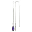 Sterling Silver Polished Purple CZ Teardrop Threader Earrings - Birthstone Company