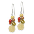 Sterling Silver Polished Jade, Unikite, Peridot, Aventurine & Carnelian Floral Dangle Earrings - Birthstone Company