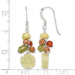 Sterling Silver Polished Jade, Unikite, Peridot, Aventurine & Carnelian Floral Dangle Earrings - Birthstone Company
