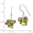 Sterling Silver Polished Green FWC Pearl & Peridot Dangle Earrings