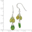 Sterling Silver Polished Peridot & Green Crystal Teardrop Dangle Earrings