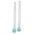 Sterling Silver Polished Blue Agate Teardrop Threader Earrings - Birthstone Company