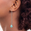 Sterling Silver Polished Blue Agate Teardrop Threader Earrings - Birthstone Company