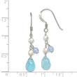 Sterling Silver Blue Topaz/Blue Agate/FW Cultured Pearl Earrings