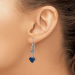 Sterling Silver Polished & Antiqued Blue Agate & Lapis Heart Dangle Earring - Birthstone Company