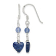 Sterling Silver Polished & Antiqued Blue Agate & Lapis Heart Dangle Earring - Birthstone Company
