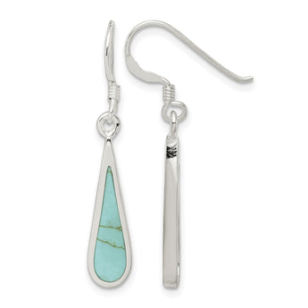 Sterling Silver Polished Turquoise Teardrop Dangle Earrings - Birthstone Company