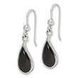Sterling Silver Polished Curved Onyx Teardrop Dangle Earrings - Birthstone Company