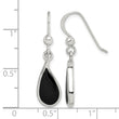 Sterling Silver Polished Curved Onyx Teardrop Dangle Earrings - Birthstone Company