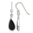 Sterling Silver Polished Curved Onyx Teardrop Dangle Earrings - Birthstone Company