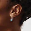 Sterling Silver Rhodium-plated Blue Topaz Round Bezel Set Earrings