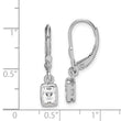 Sterling Silver Rhodium-plated Emerald-cut 6x4mm CZ Leverback Earrings
