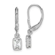 Sterling Silver Rhodium-plated Emerald-cut 6x4mm CZ Leverback Earrings