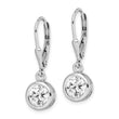 Sterling Silver Rhodium-plated Polished Round 7mm CZ Leverback Earrings - Birthstone Company