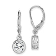 Sterling Silver Rhodium-plated Polished Round 7mm CZ Leverback Earrings