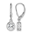 Sterling Silver Rhodium-plated Polished Round 7mm CZ Leverback Earrings - Birthstone Company