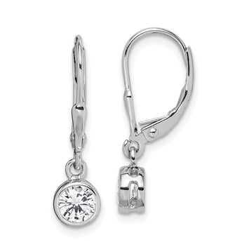 Sterling Silver Rhodium-plated Polished Round 5mm CZ Leverback Earrings