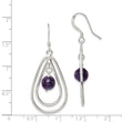 Sterling Silver Polished Amethyst Teardrop Dangle Earrings - Birthstone Company