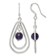 Sterling Silver Polished Amethyst Teardrop Dangle Earrings - Birthstone Company