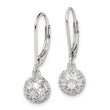 Sterling Silver Rhodium-plated Polished CZ Half Circle Leverback Earrings
