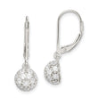 Sterling Silver Rhodium-plated Polished CZ Half Circle Leverback Earrings