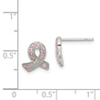Sterling Silver Rhodium-plated Pink CZ Ribbon Earrings