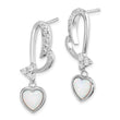 Sterling Silver Rhodium plated Created Opal and CZ Heart Earrings - Birthstone Company