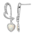 Sterling Silver Rhodium plated Created Opal and CZ Heart Earrings - Birthstone Company
