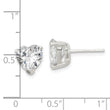 Sterling Silver Polished 8mm Heart 3 Prong Basket Set CZ Stud Earrings