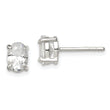 Sterling Silver Polished 5x7mm Oval Basket Set CZ Stud Earrings