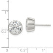 Sterling Silver Polished 9mm Round CZ Bezel Set Stud Earrings