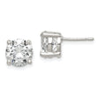 Sterling Silver Polished 8mm Round CZ Stud Earrings