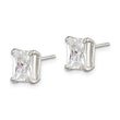Sterling Silver Polished Emerald-cut 7x5mm CZ Stud Earrings