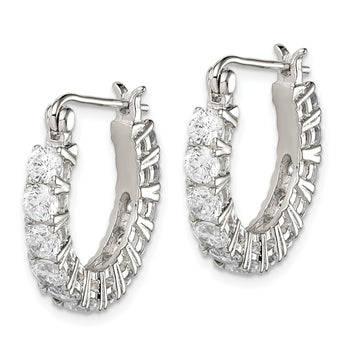 Sterling Silver Rhodium-plated CZ Hoop Earrings