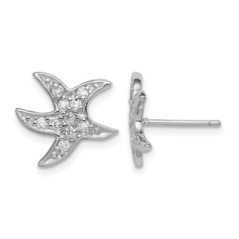 Sterling Silver Rhodium-plated CZ Starfish Earrings - Birthstone Company