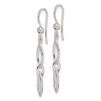 Sterling Silver Polished Fancy Marquise Link Dangle Earrings