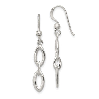Sterling Silver Polished Fancy Marquise Link Dangle Earrings