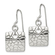 Sterling Silver Polished & Textured Fancy Square Dangle Earrings