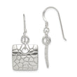 Sterling Silver Polished & Textured Fancy Square Dangle Earrings