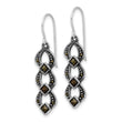 Sterling Silver Rhodium-plated Antiqued & Textured Marcasite Dangle Earring