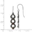 Sterling Silver Rhodium-plated Antiqued & Textured Marcasite Dangle Earring