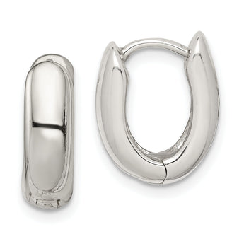 Sterling Silver Oval Hinged Hoop Earrings