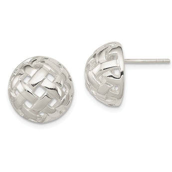Sterling Silver 14mm Fancy Button Post Earrings