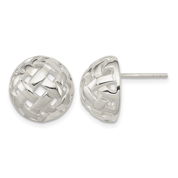 Sterling Silver 14mm Fancy Button Post Earrings - Birthstone Company
