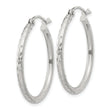 Sterling Silver 2mm Diamond Cut Hoop Earrings
